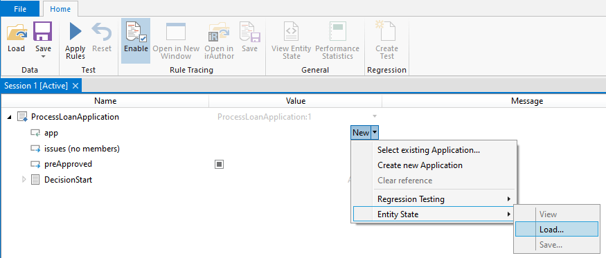 Test Decision Load Save Entity State